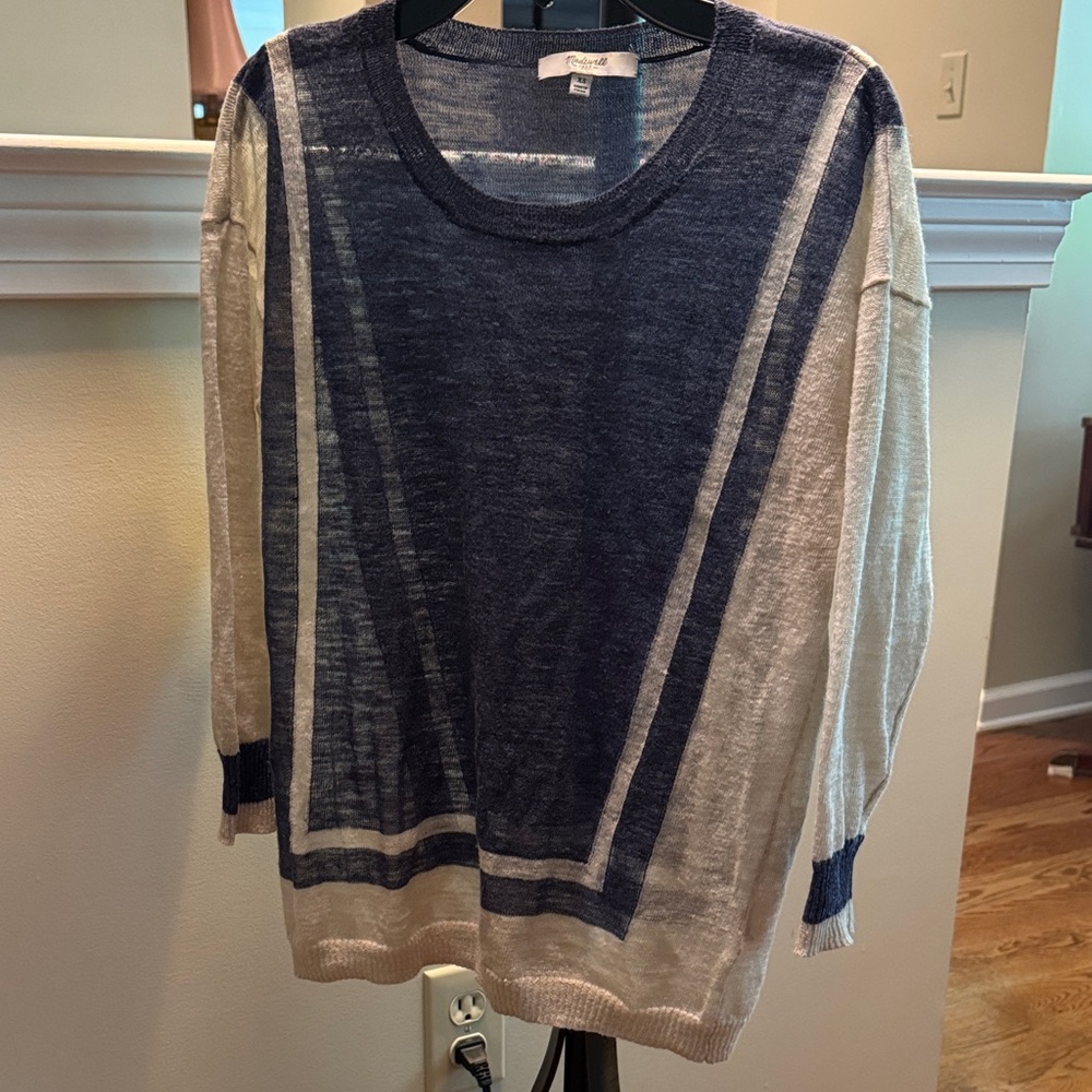 Madewell Navy and Cream Crew Neck Sweater